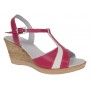 Sandale dama din piele naturala fucsia alb cu platforma tip pana Roselia